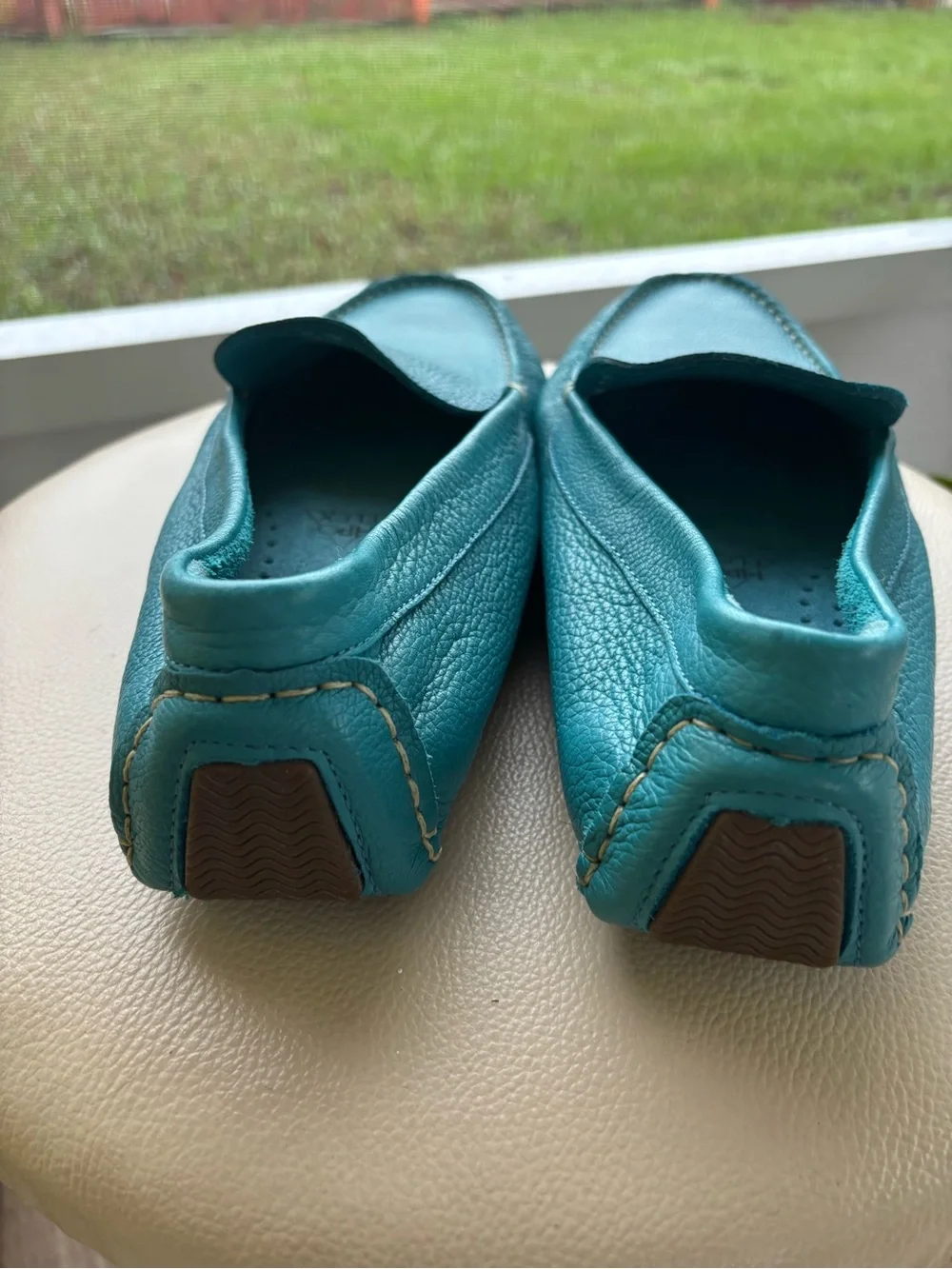 Men's Teal Leather Driving Loafers